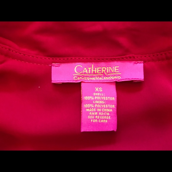 Catherine, Rich Red Long Sleeve Ruffled Blouse, Size XS - Picture 5 of 5